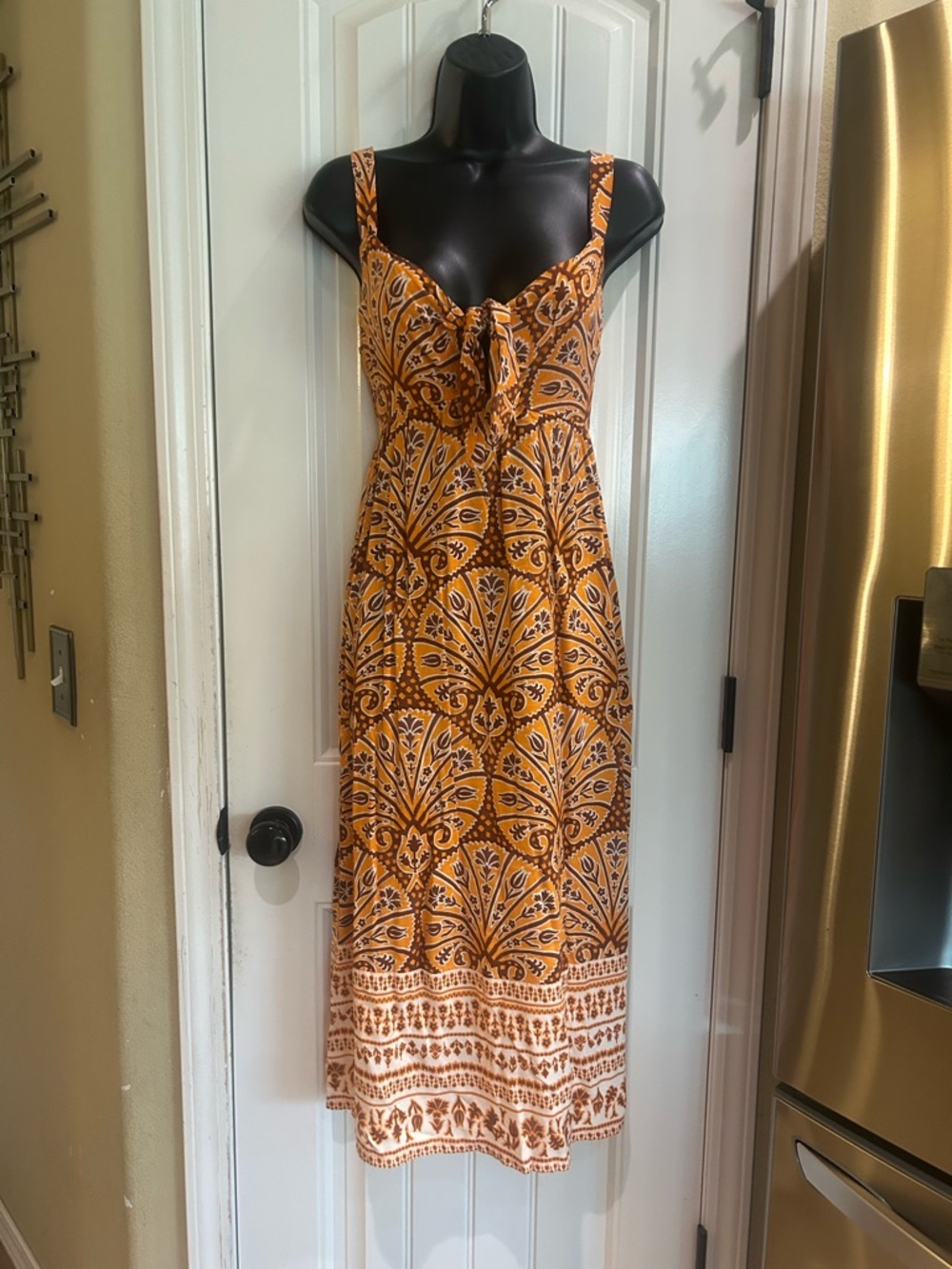 Knox Rose Coral Orange Floral Wide Strap Sleeveless A-Line Dress